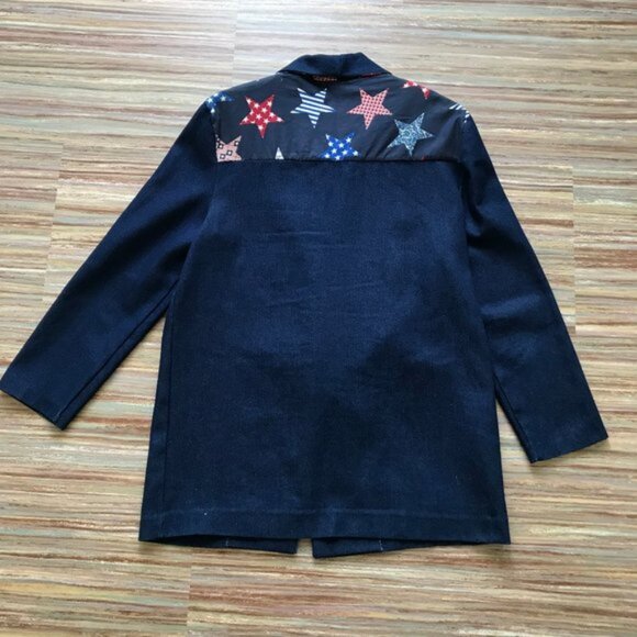 Americana Western Blazer Jacket Denim  Star Print with Concho Snaps Home Made - Picture 7 of 7